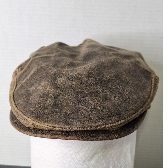 Broner Other - Vintage Distressed Leather Newsboy Cap Size Small BRONER Made In The USA
